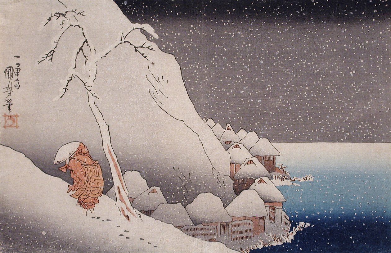Neve em Tsukahara, Ilha de Sado, 1271 de Utagawa Kuniyoshi