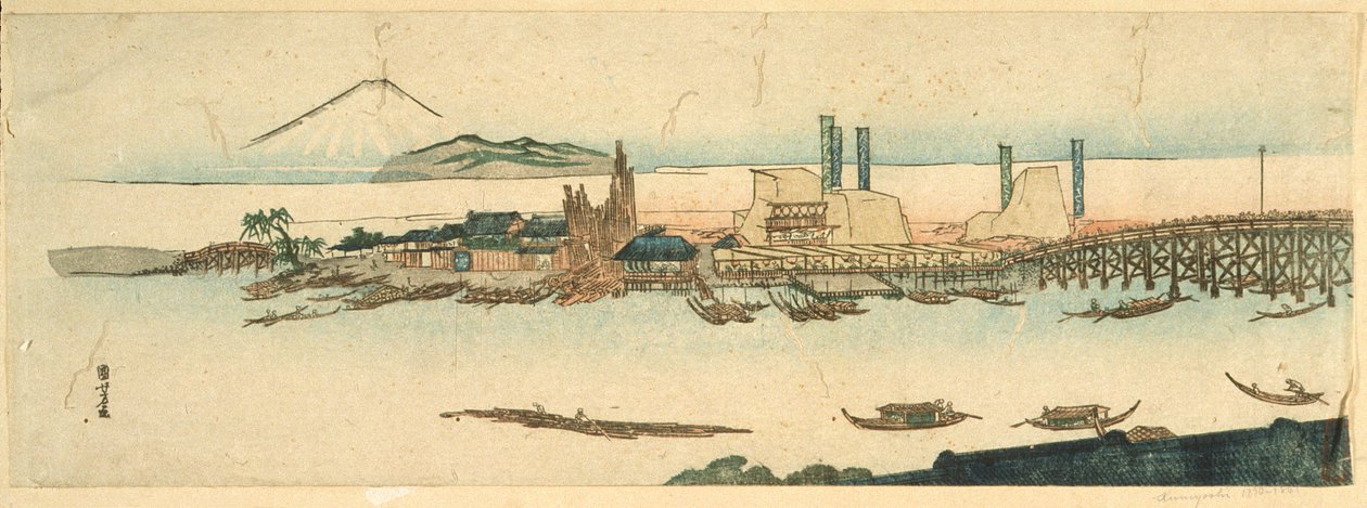 Cena no rio Sumida de Utagawa Kuniyoshi