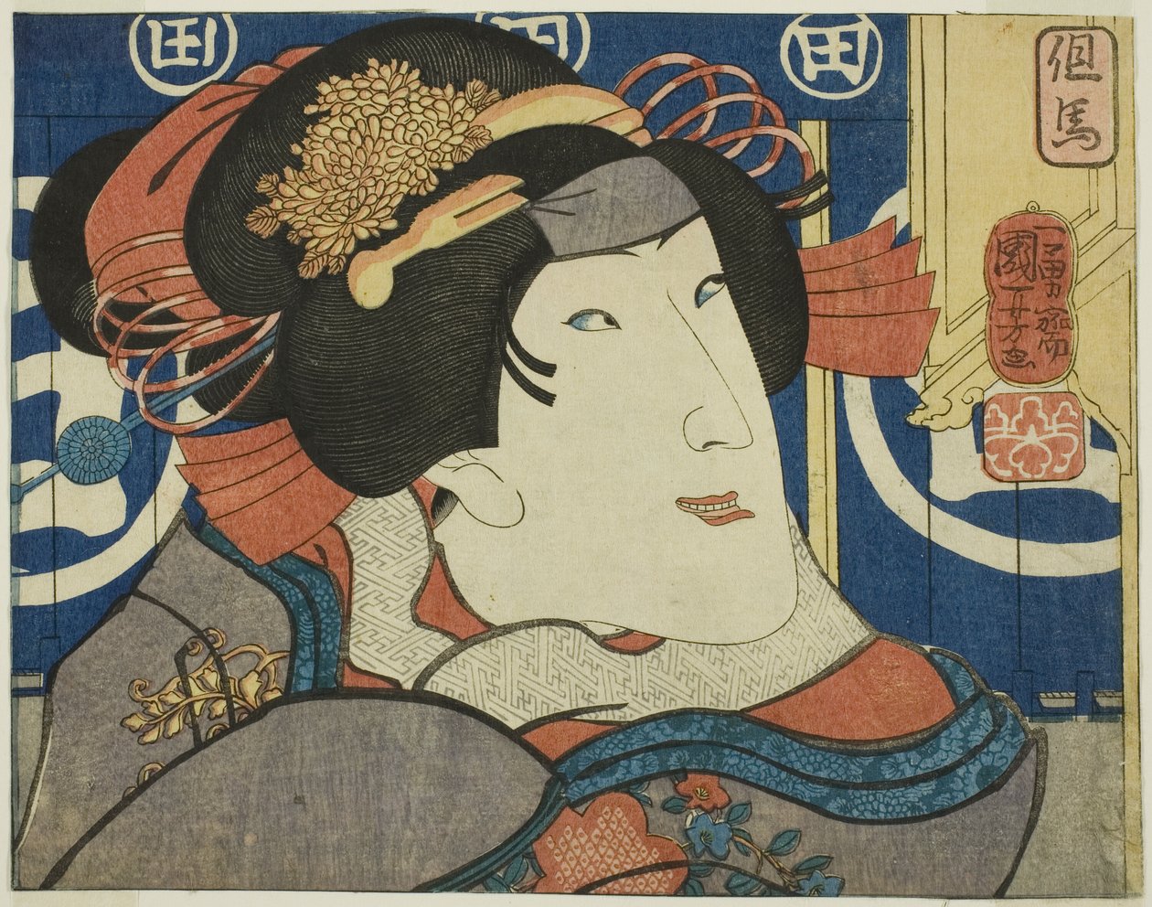 Província de Tajima, da série "Cenas Modernas das Províncias em Edo Brocades" de Utagawa Kuniyoshi