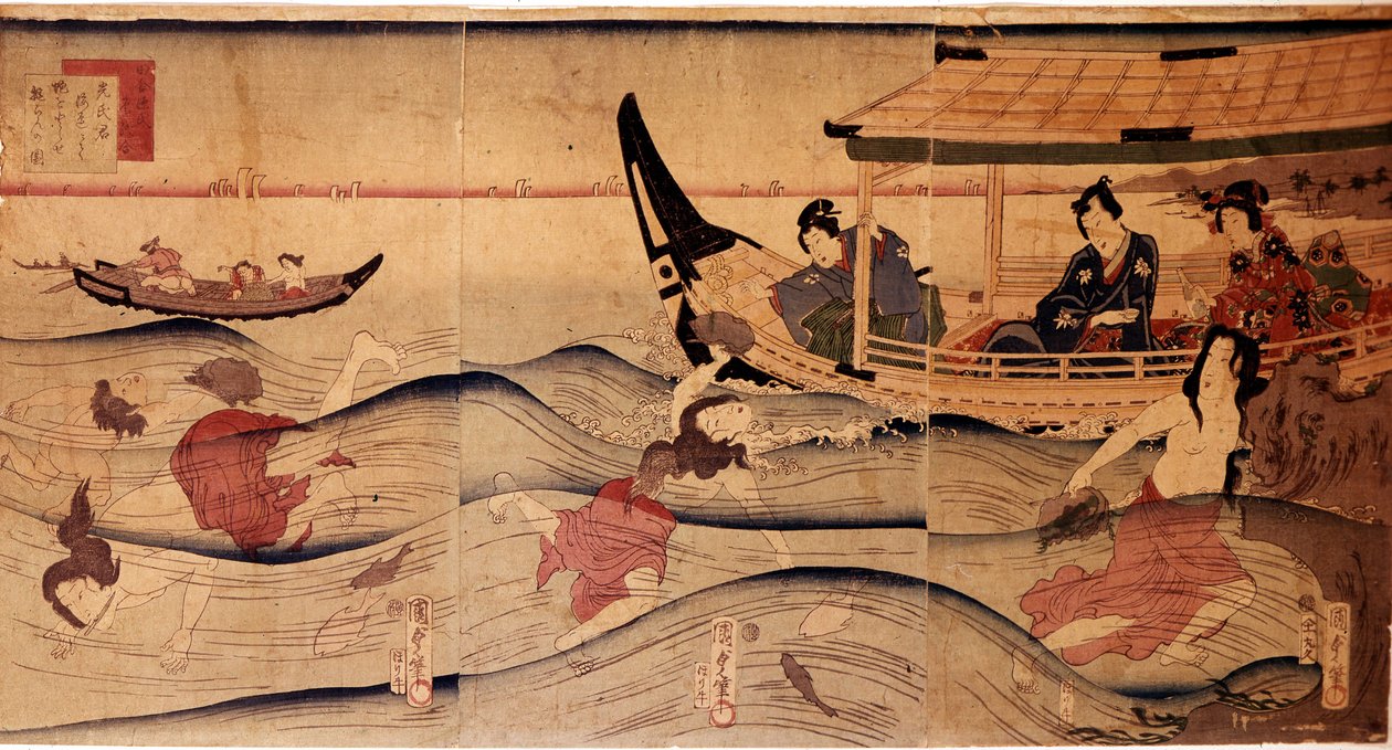 A Pesca de Abalone. Impressões de Utagawa Kuniyoshi (v.1797-1861) de Utagawa Kuniyoshi