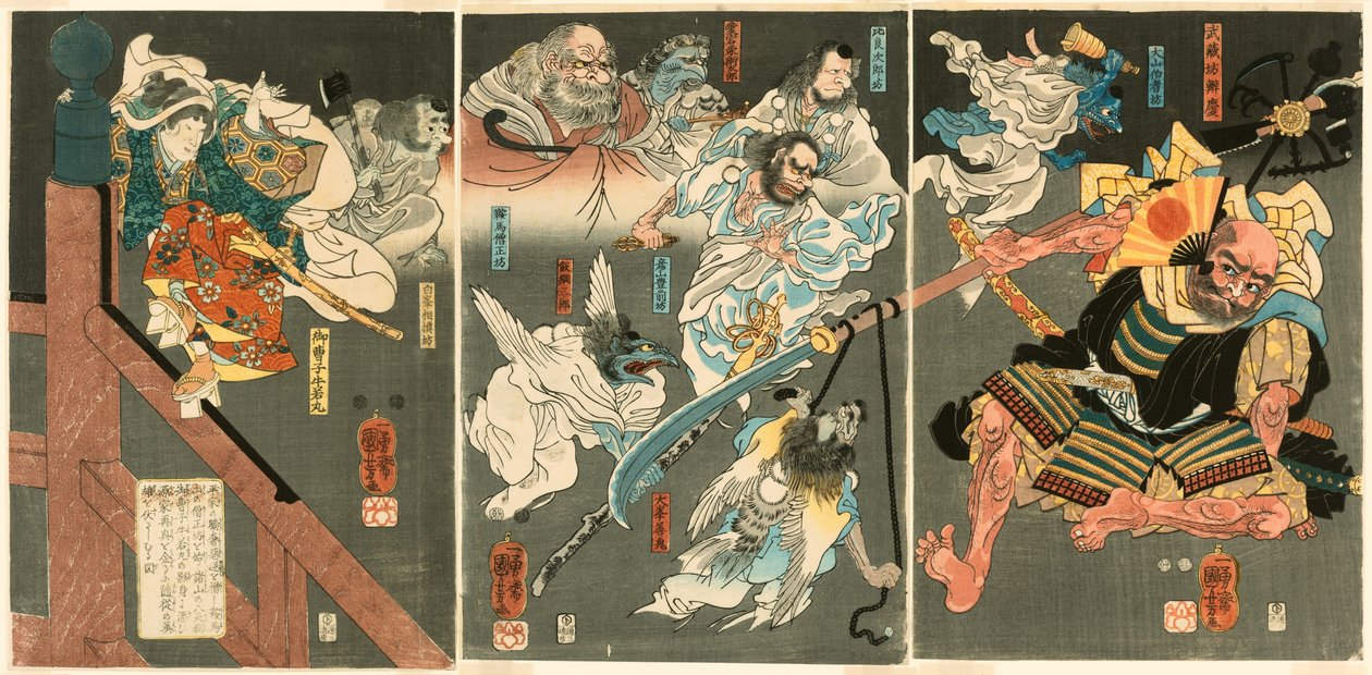 te jovem g yoshitsune de fair ts benkei na ajuda mútua b motivo de Utagawa Kuniyoshi