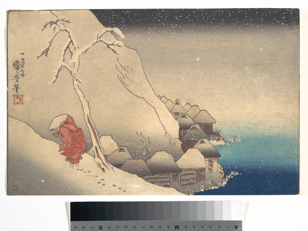 Viajar numa tempestade de neve de Utagawa Kuniyoshi