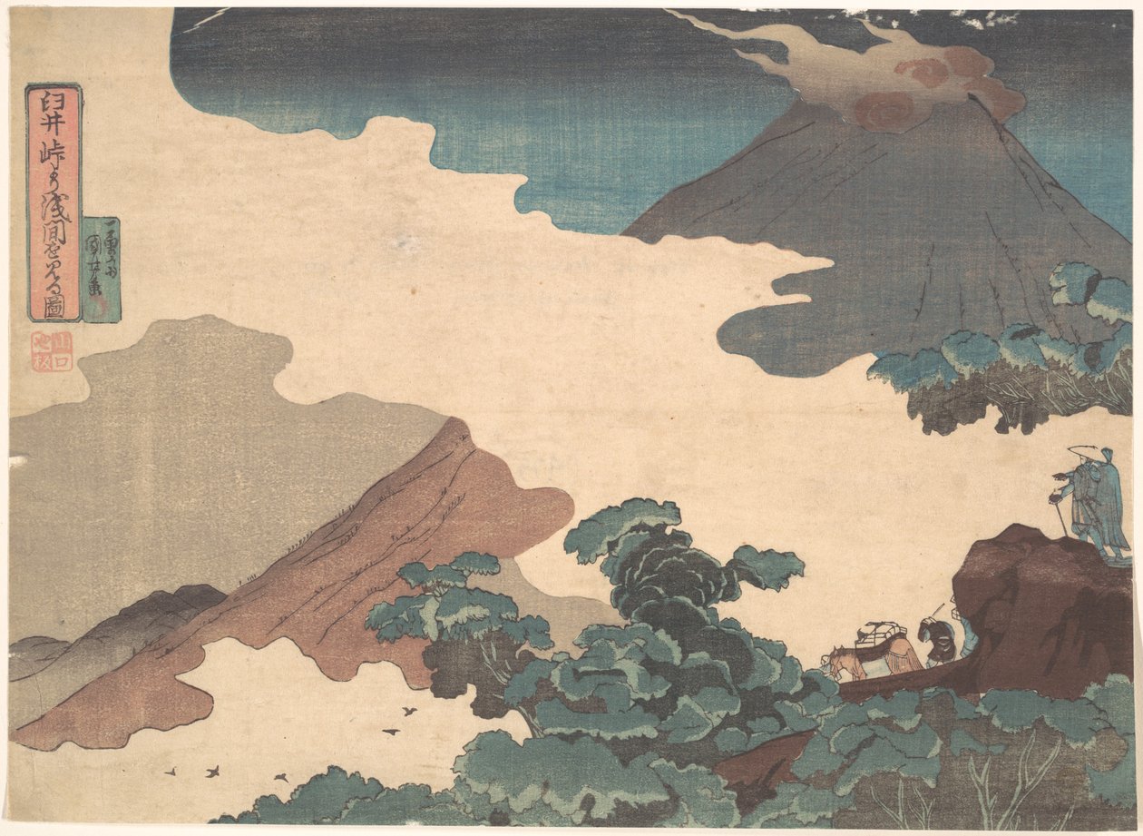 Vista do Monte Asama a partir da Passagem de Usui de Utagawa Kuniyoshi