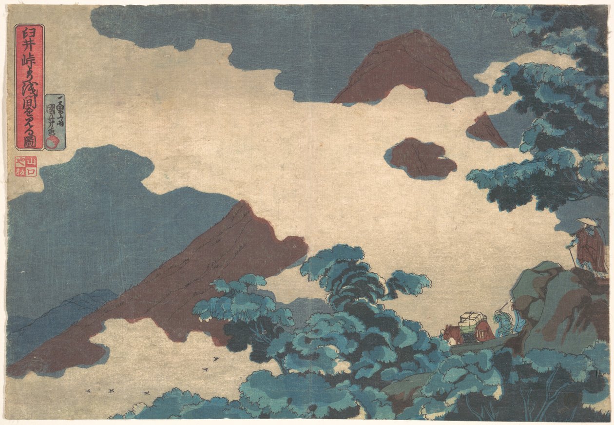 Vista do monte Asama a partir da passagem de Usui de Utagawa Kuniyoshi