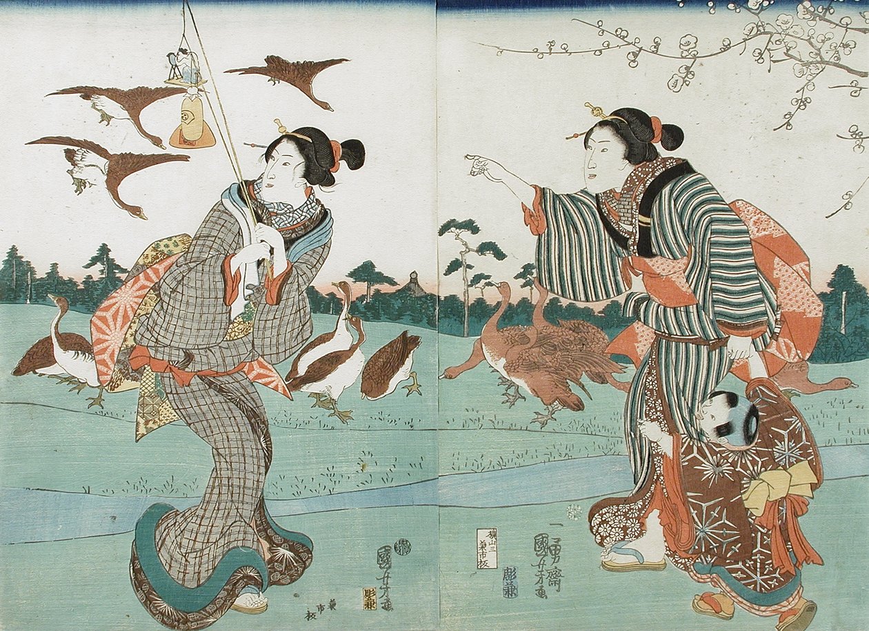 Vista de Yanagishima na primavera de Utagawa Kuniyoshi