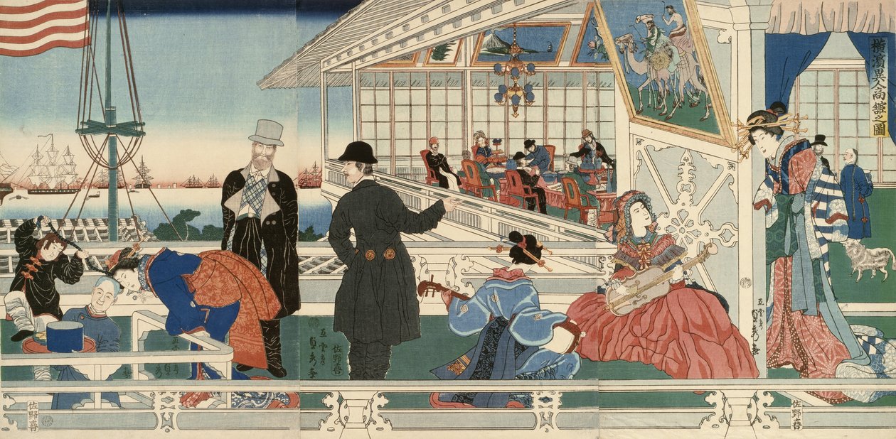 Um edifício mercantil americano em Yokohama de Utagawa Sadahide