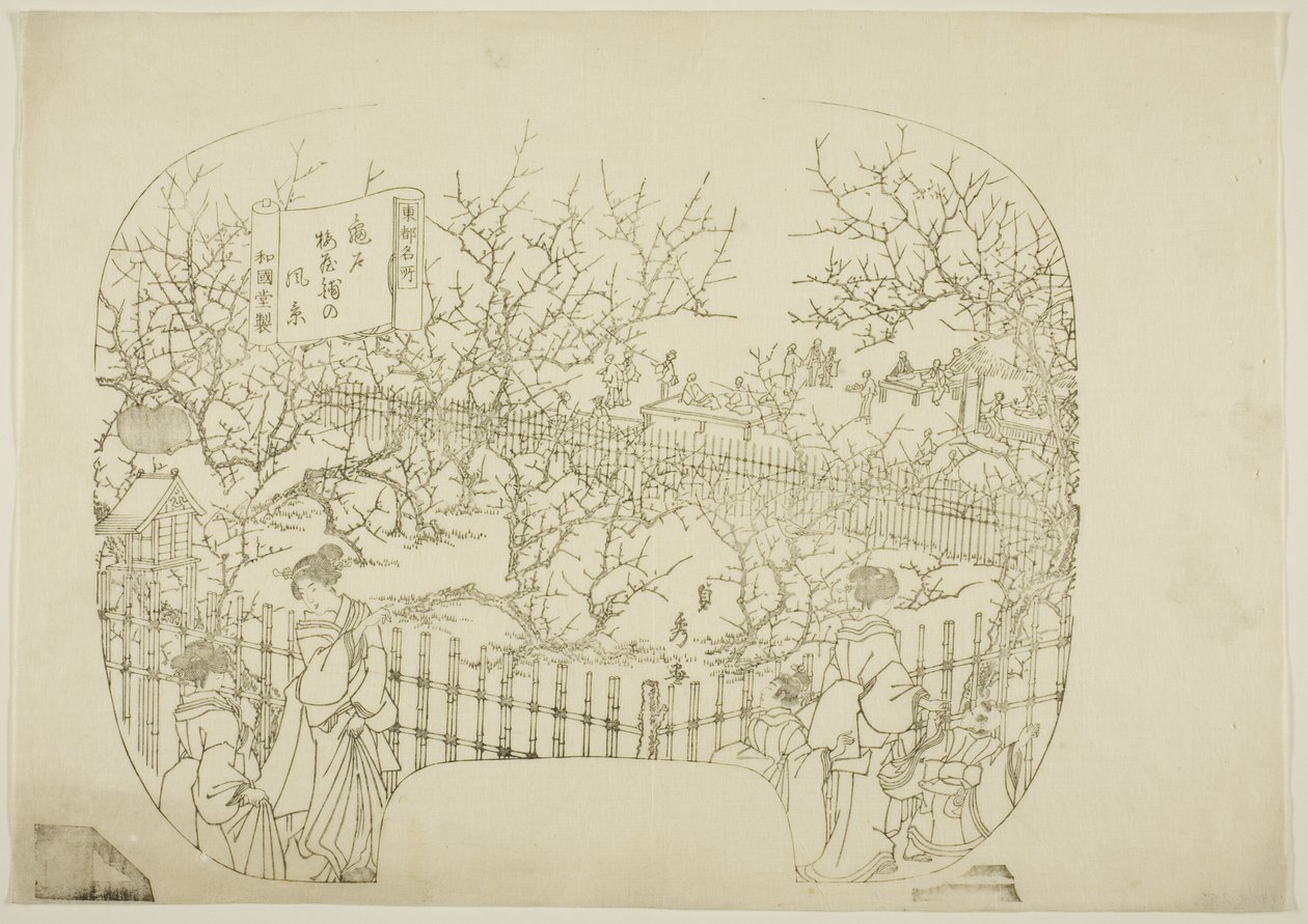 Bloco-chave para uma gravura da série "Toto meisho" (Vistas famosas da capital oriental) de Utagawa Sadahide