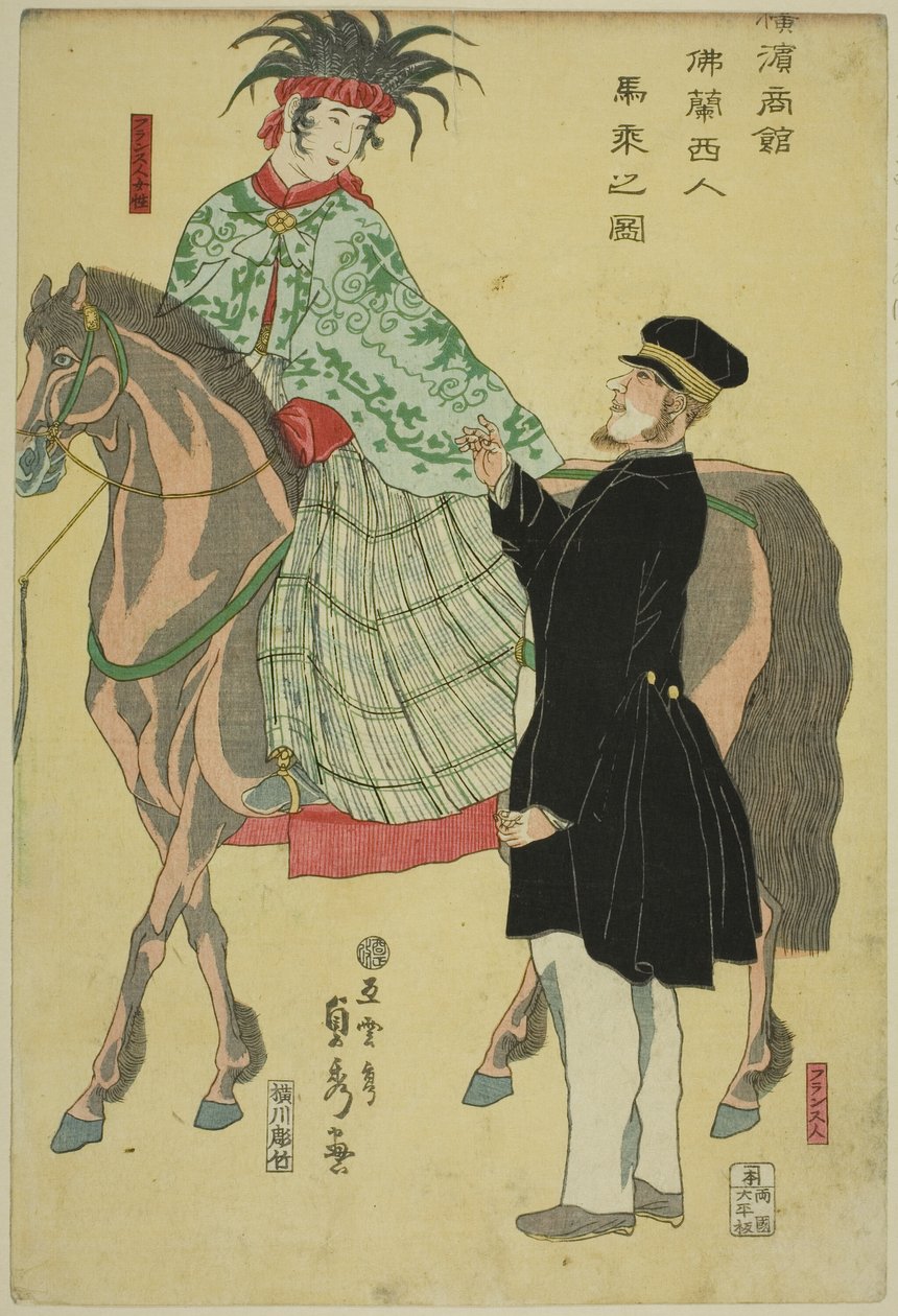 ts da mãe de Yokohama: francês wo manhorse ck de Utagawa Sadahide