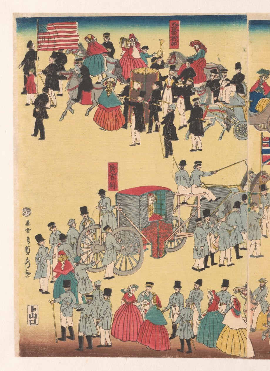 Procissão de pessoas das Cinco Terras de Utagawa Sadahide