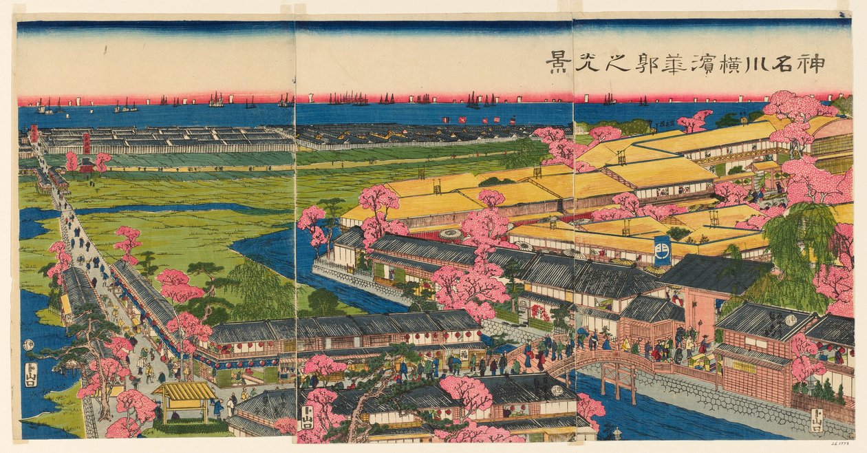Vista Panorâmica do Membro do Te P Wreathlete rs Yokohama, Kanagawa de Utagawa Sadahide