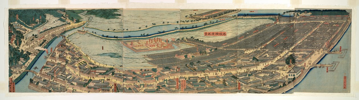 Levi back d Panorama not c Vista de Yokohama (reiniciada a Polícia da Província de Yokohama) de Utagawa Sadahide