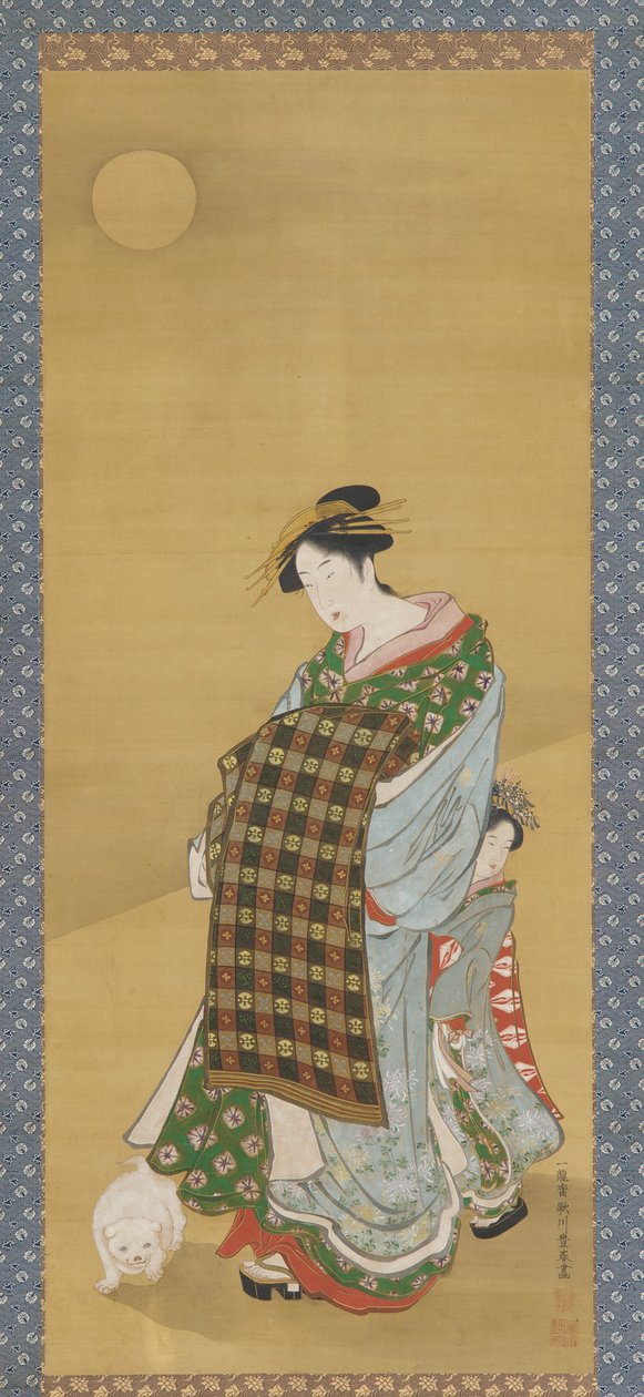Uma cortesã e seu assistente de Utagawa Toyoharu