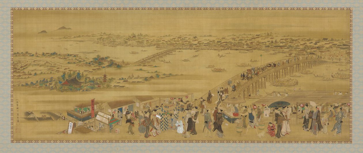 Ponte Ryogoku, período Edo, início do século XIX. de Utagawa Toyoharu