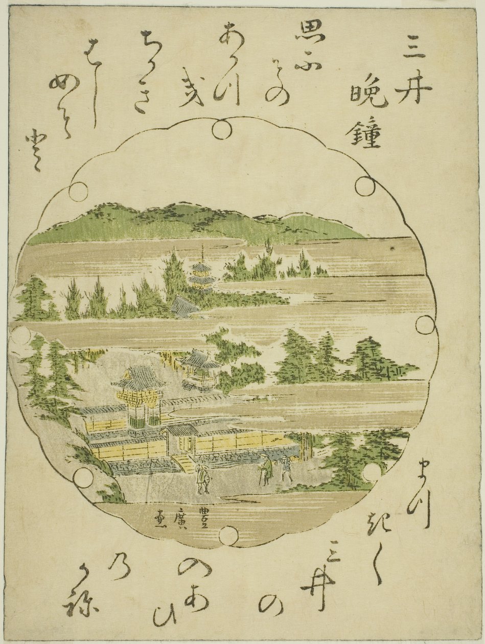 Evening Bell at Mii Temple (Mii no bansho), de uma série sem título de Eight Views of Omi de Utagawa Toyohiro