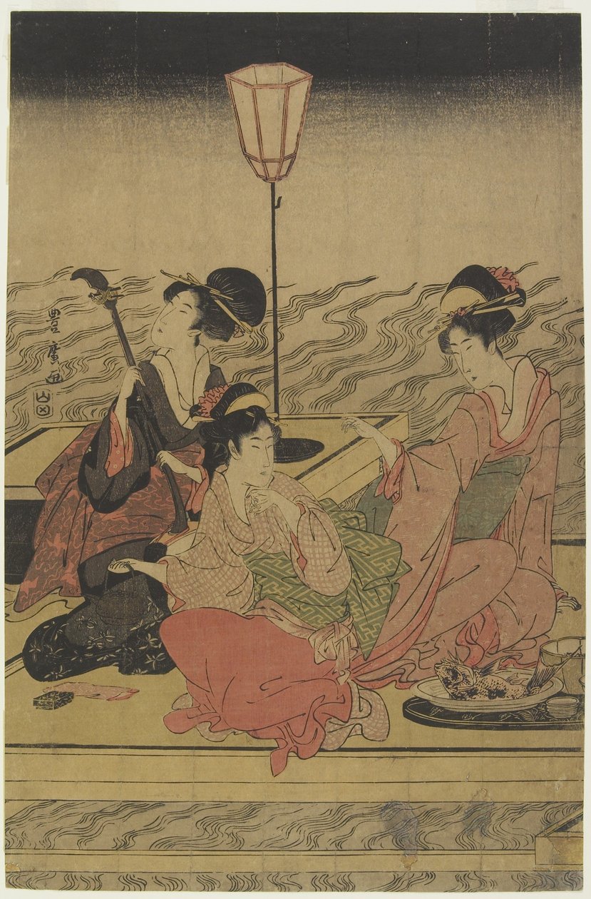 Junho (Festa de Verão no rio Kamo), início do século XIX de Utagawa Toyohiro