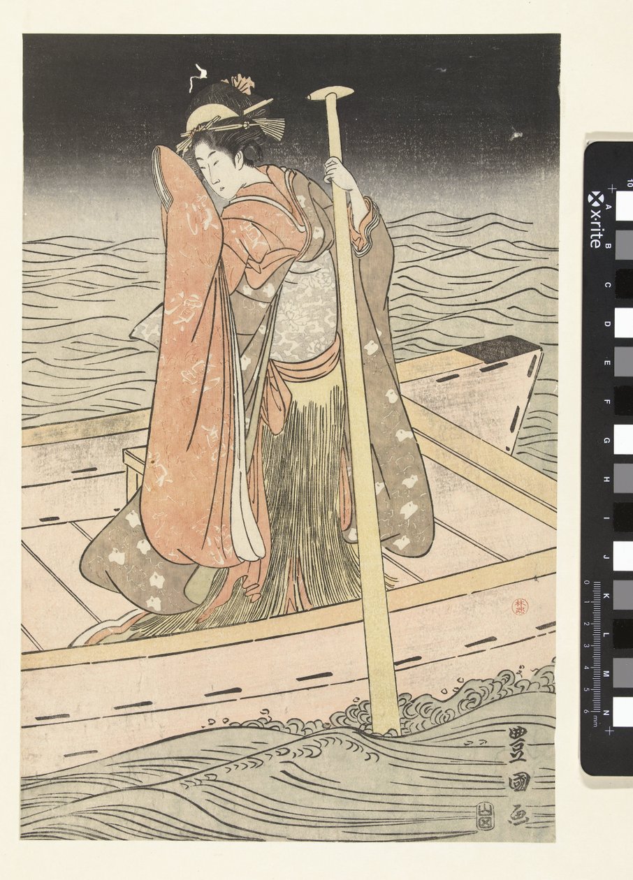 Jovem mulher no barco de Utagawa Toyokuni (I)