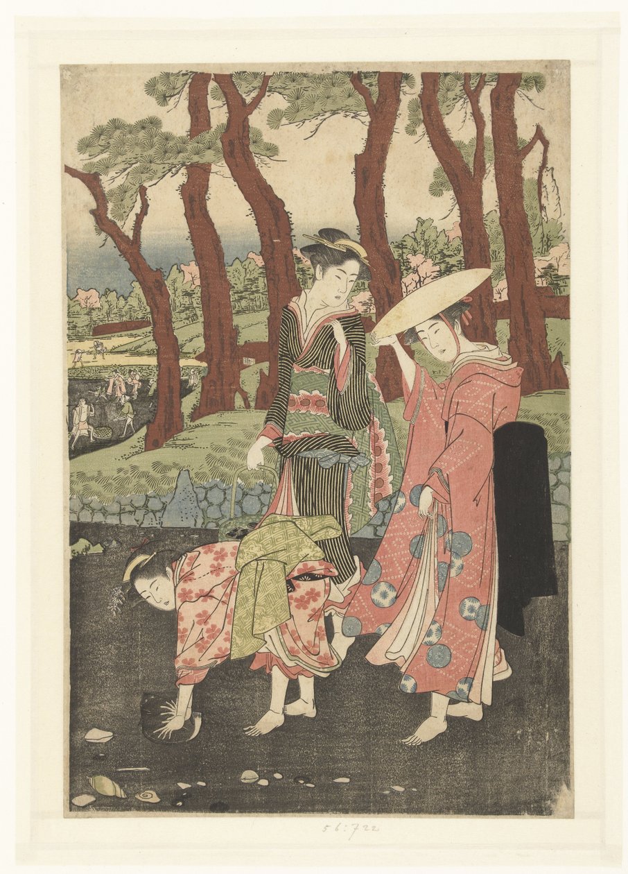 Recolha de peixe e conchas na maré baixa de Utagawa Toyokuni (I)