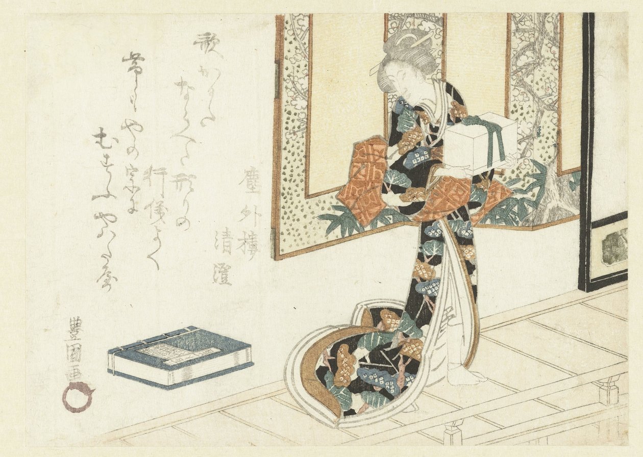 Mulher carregando uma caixa de madeira de Utagawa Toyokuni (I)