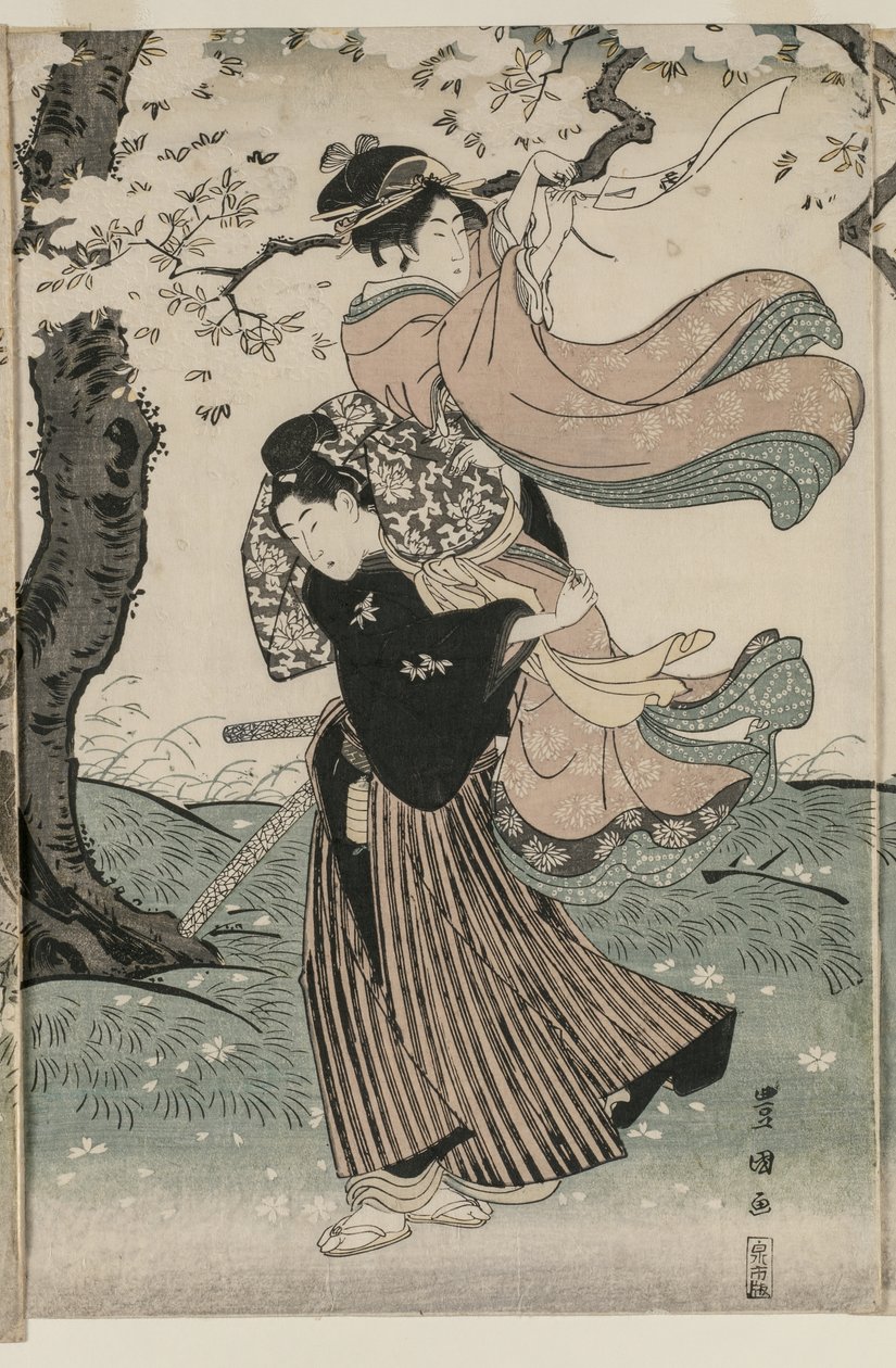 Flores de cerejeira ao vento de Utagawa Toyokuni