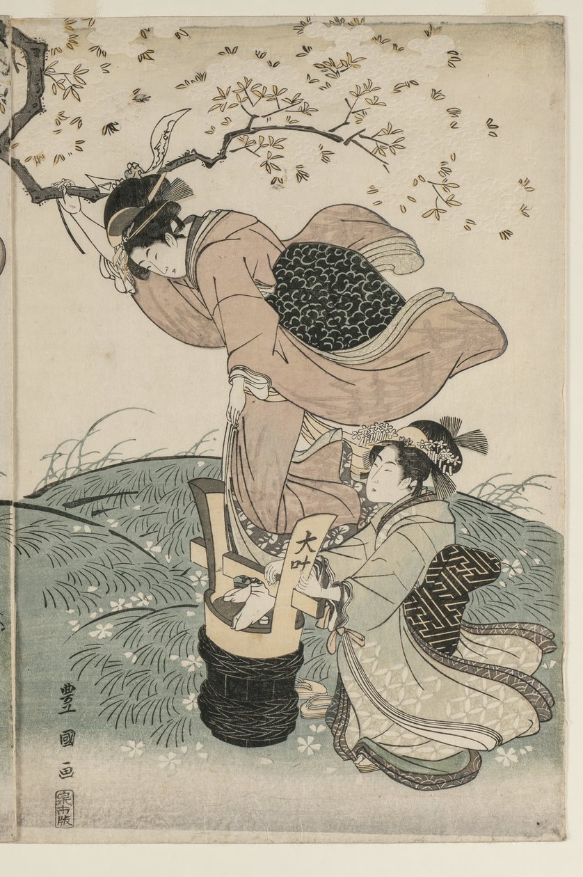 Flores de cerejeira ao vento de Utagawa Toyokuni