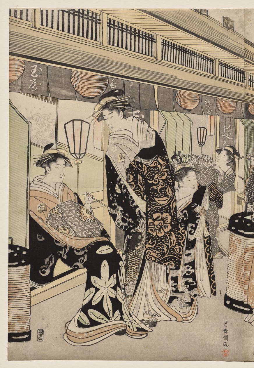 Cortesãs passeando no Nakanochō de Utagawa Toyokuni
