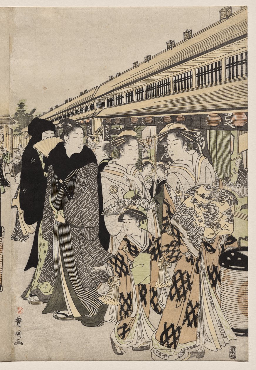 Cortesãs passeando no Nakanochō de Utagawa Toyokuni