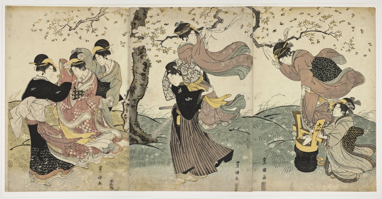 Flores ao vento, c. 1797-1800 de Utagawa Toyokuni