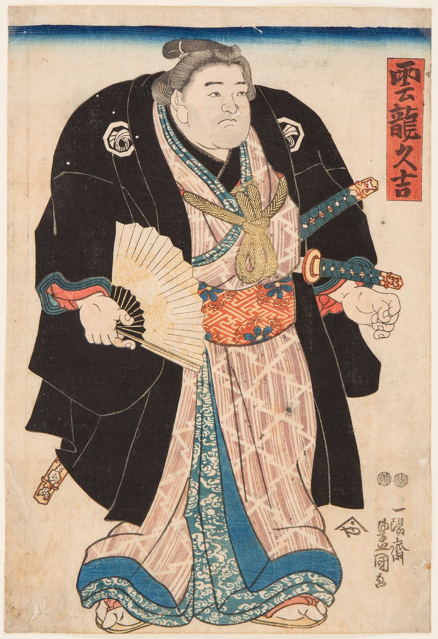 Retrato do lutador de sumo Unryu Kyukichi (Unryu Hisakichi). Impresso por Utagawa Toyokuni de Utagawa Toyokuni