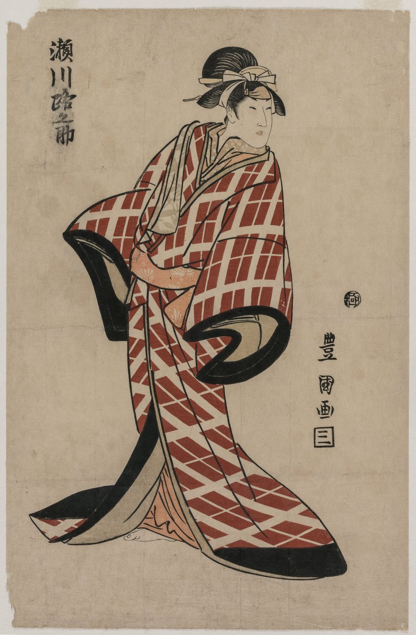 Segawa Michinosuke usando um manto acolchoado, c. 1805. de Utagawa Toyokuni