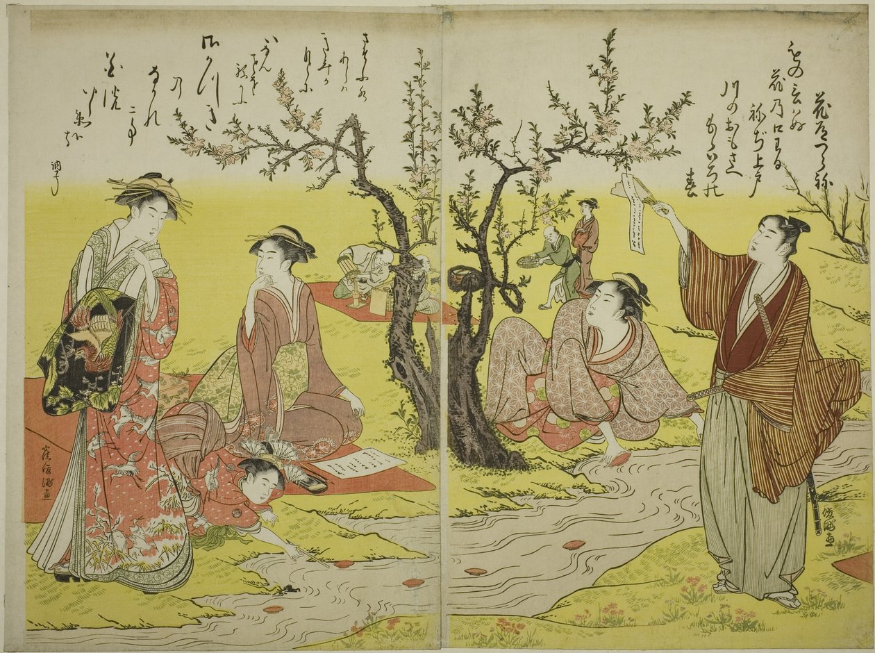Festa de um riacho sinuoso (Kyokusui no en) de Utagawa Toyokuni I