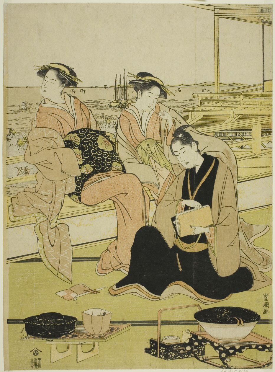 Com vista para a baía e Shinagawa de Utagawa Toyokuni I
