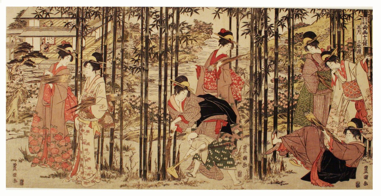 O Quinto Mês, um Conjunto de Três (Gogatsu sambukutsui), da série "Doze Meses pelos Pincéis Gêmeos de Toyohiro e Toyokuni" de Utagawa Toyokuni I