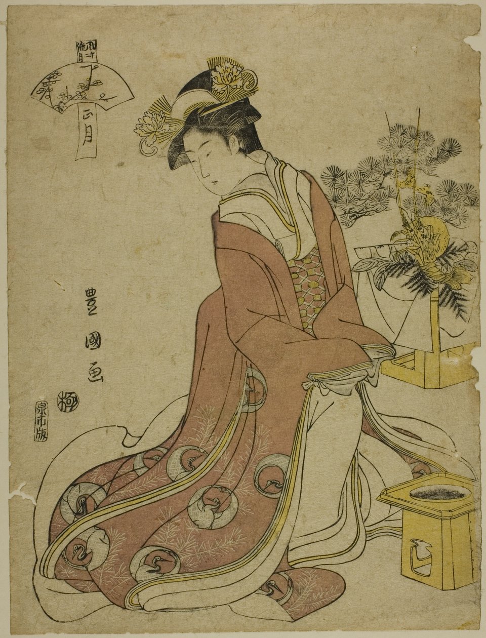 O Primeiro Mês (Sho gatsu), da série "Fashionable Doze Meses (Furyu junikagetsu)" de Utagawa Toyokuni I