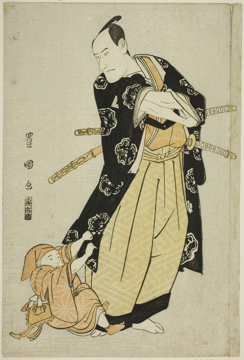 O ator Ichikawa Danjuro VI e um menino de Utagawa Toyokuni I