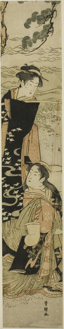 The sisters Matsukaze and Murasame on the shores of Suma de Utagawa Toyokuni I