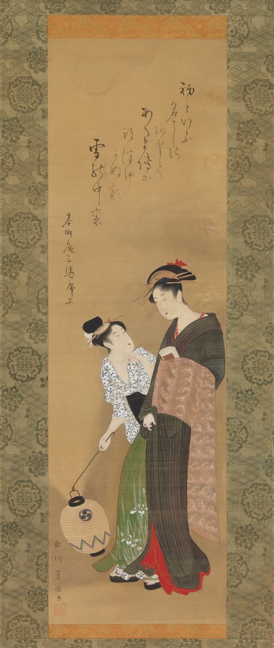 Mulher e Atendente, c. 1795. de Utagawa Toyokuni I