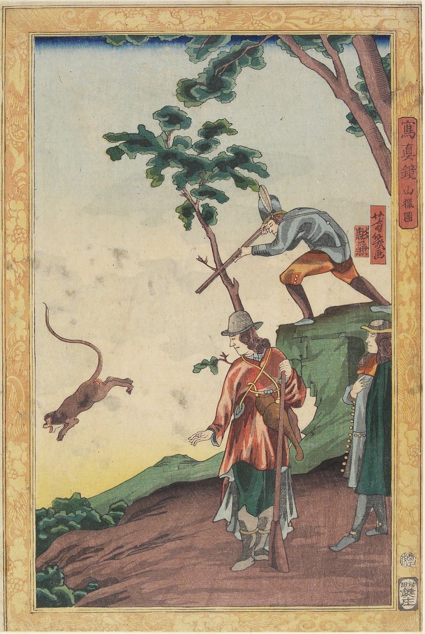 Cena de Caça, janeiro de 1861 de Utagawa Yoshiiku