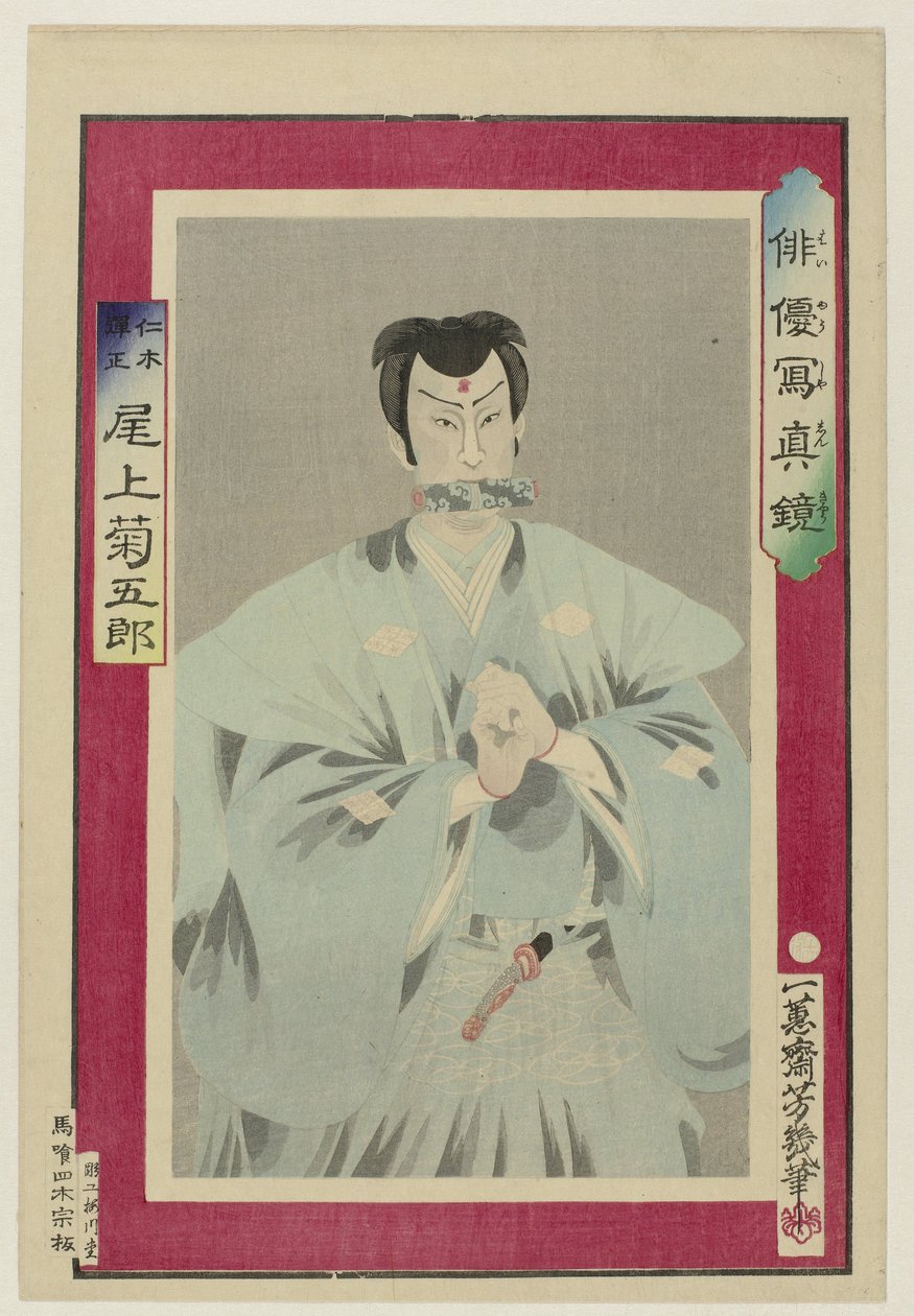 Onoe Kikugoro como Niki Danjo
Haiyu shoshin kyo (título da série)
Actores famosos para a vida de Utagawa Yoshiiku