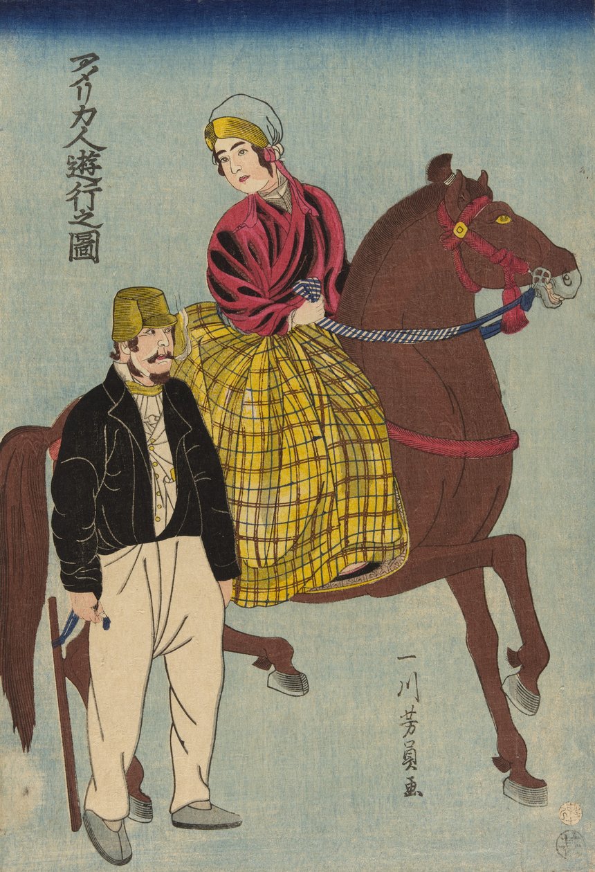 Americanos em um passeio de Utagawa Yoshikazu