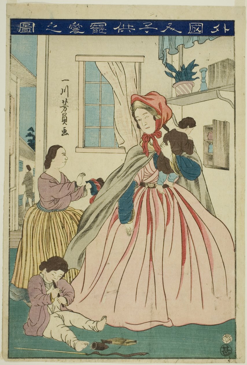 Por exemplo g value r Karing for to r area LD Ren (Imagem de amor por crianças estrangeiras) de Utagawa Yoshikazu