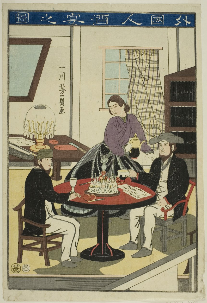Por exemplo g valor rs D gonococcus g winne (figura protagonizada por um estrangeiro) de Utagawa Yoshikazu