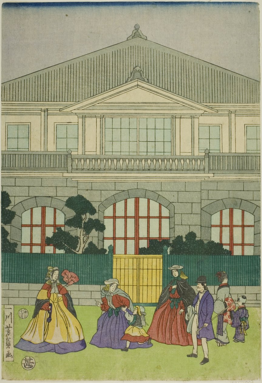 Eléctrico volta f line ch merchan t no po RT de Yokohama de Utagawa Yoshikazu