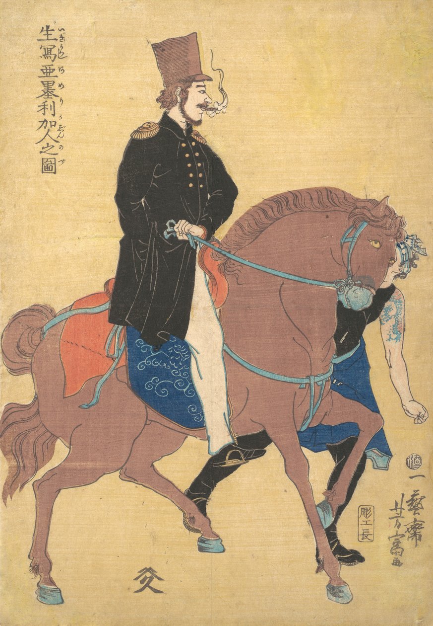 Um americano tirado da vida, 1861 2º mês. de Utagawa Yoshitomi