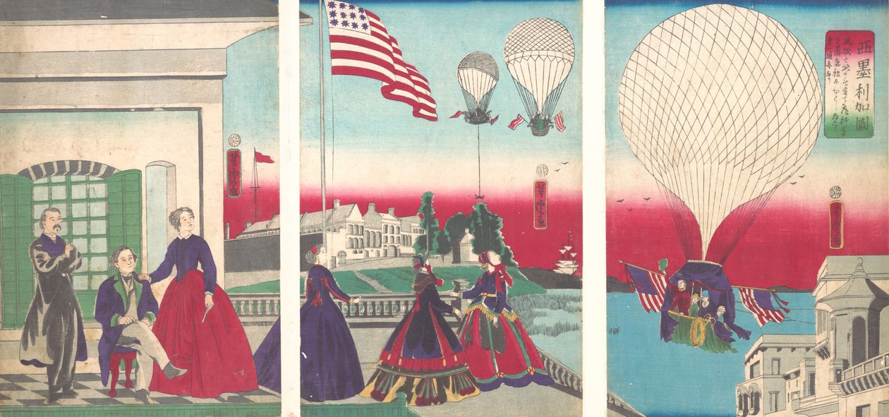 American Balloon Ascension Amerikakoku, 1867. de Utagawa Yoshitora