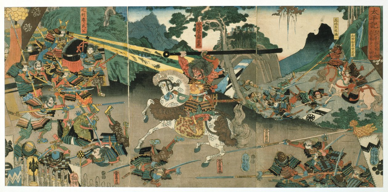 Batalha, da série 47 Faithful Samurai, 1850-1880 de Utagawa Yoshitora
