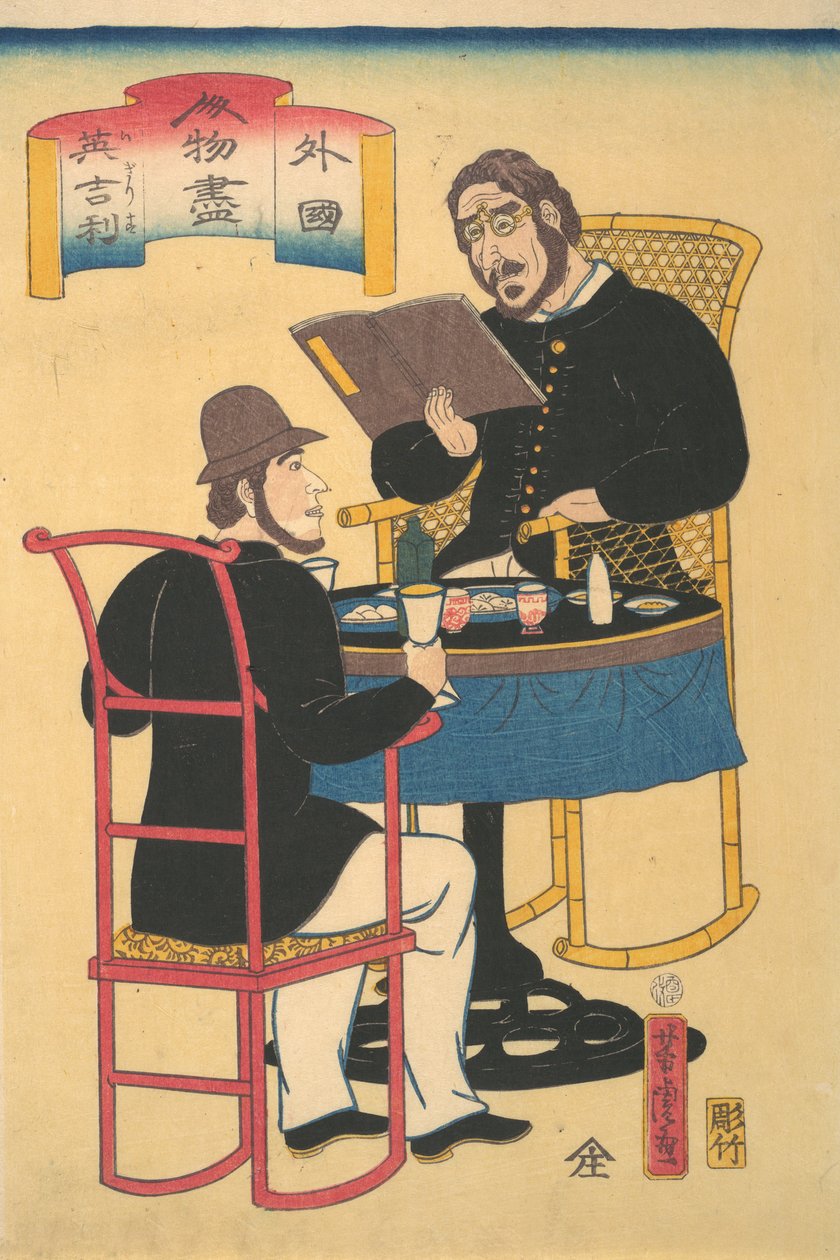 Jantares Ingleses, 1º mês, 1861. de Utagawa Yoshitora