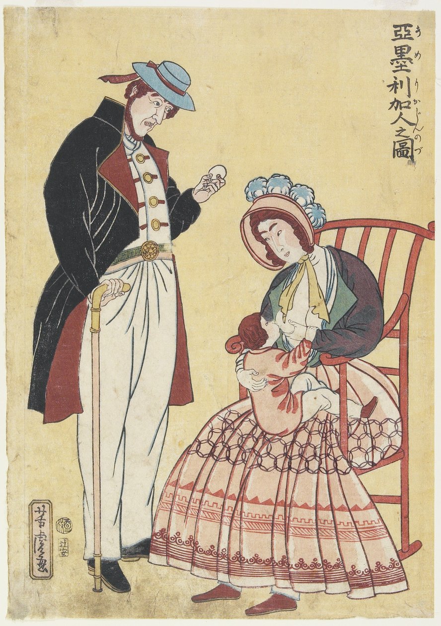 Retrato de uma família americana de Utagawa Yoshitora