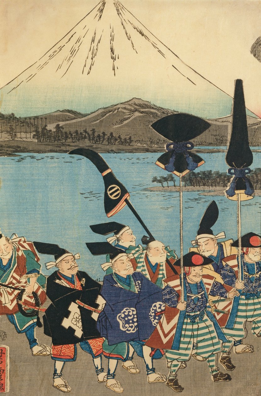 A comitiva de Daimyo perante o Monte Fuji de Utagawa Yoshitora