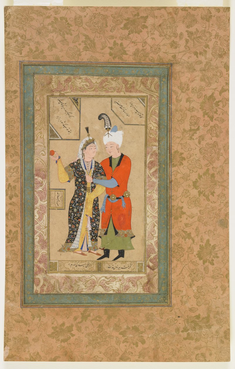 Um príncipe e uma princesa se abraçam, c.1550 de Uzbek School