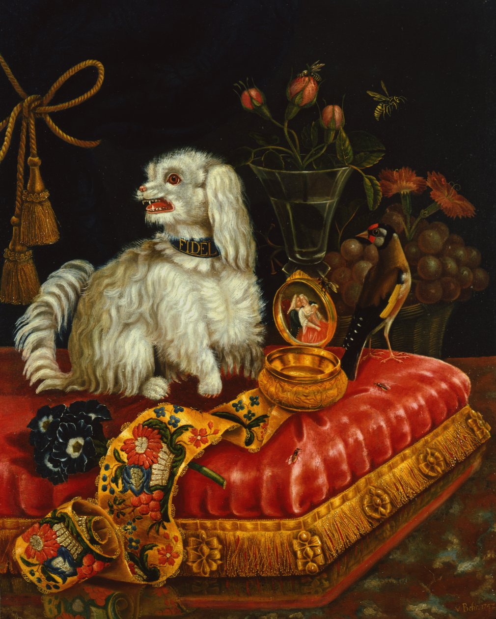 Poodle em uma almofada de V. Behr